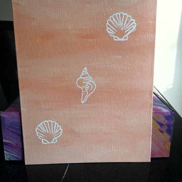 Seashell Art Painting - Peach and White Modern Nautical Minimalist - Picture 2 of 5